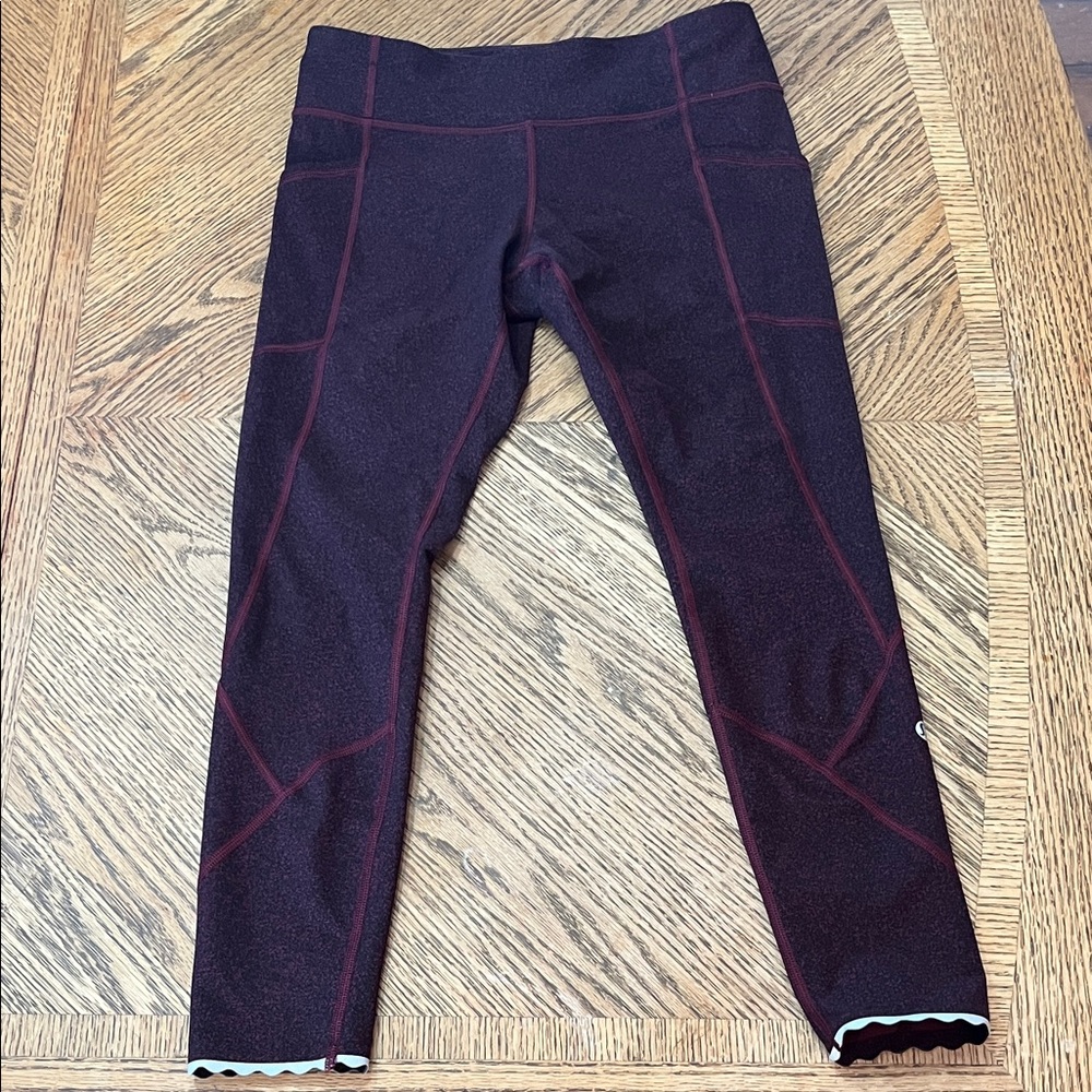 Lululemon Athletica Black and Red Stitch Leggings